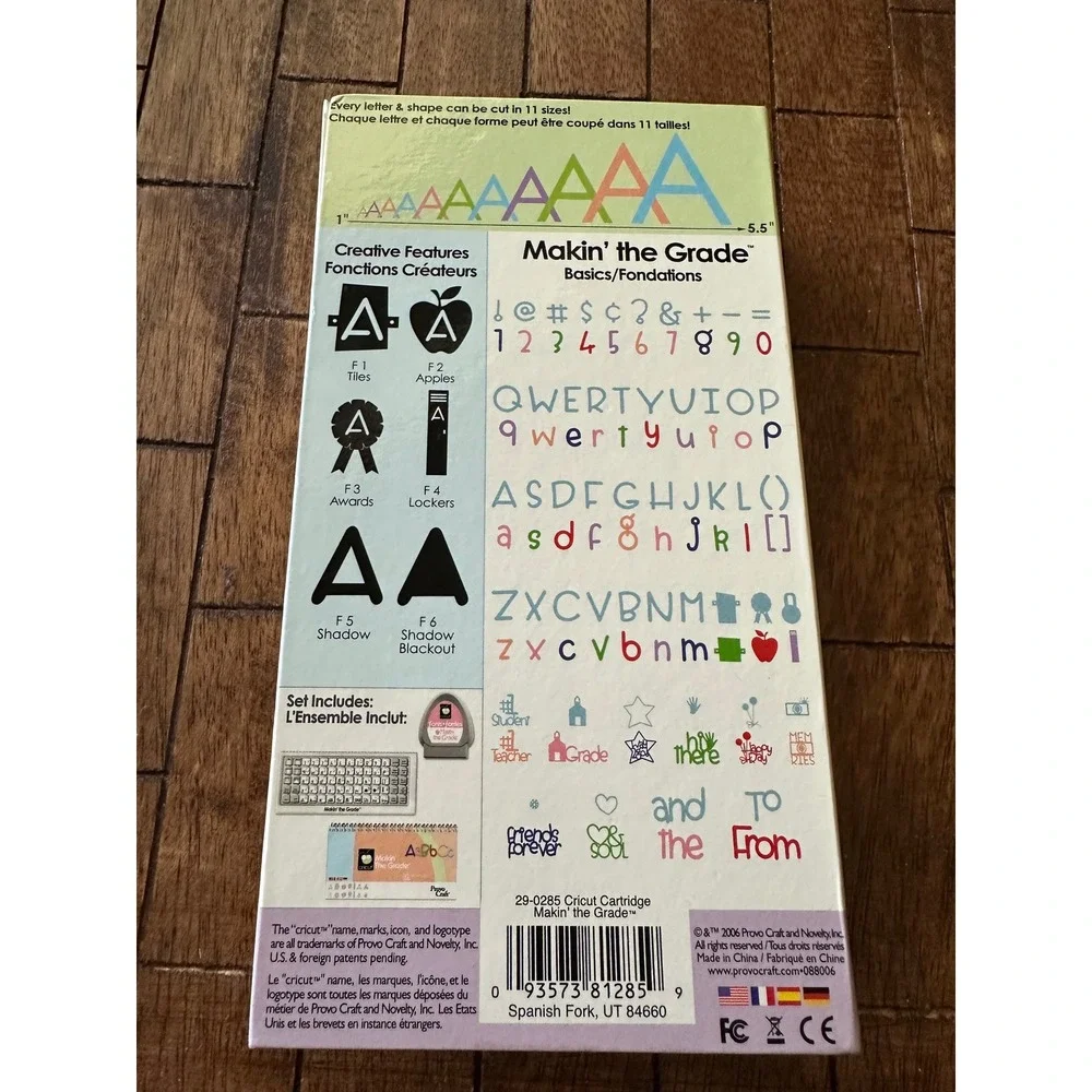 Cricut Makin' the Grade Font Cartridge Provo Craft School Alphabet 29-0285